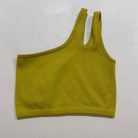 OFFLINE by Aerie One Shoulder Ribbed Crop Tank Top Women’s Small – Lime Green As - Picture 2 of 5